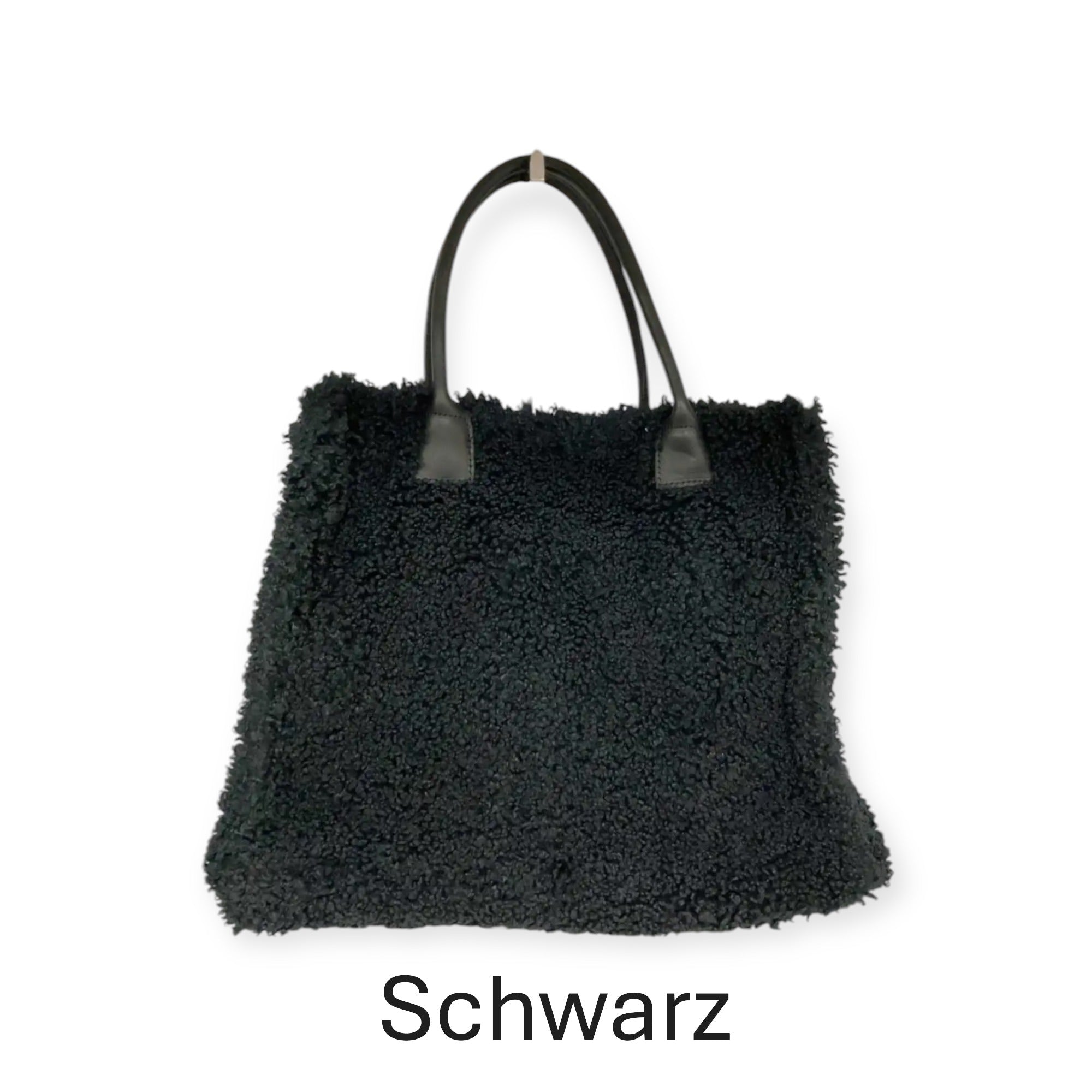 Vera, der weiche Shopper aus Teddy mit Ledergriffen